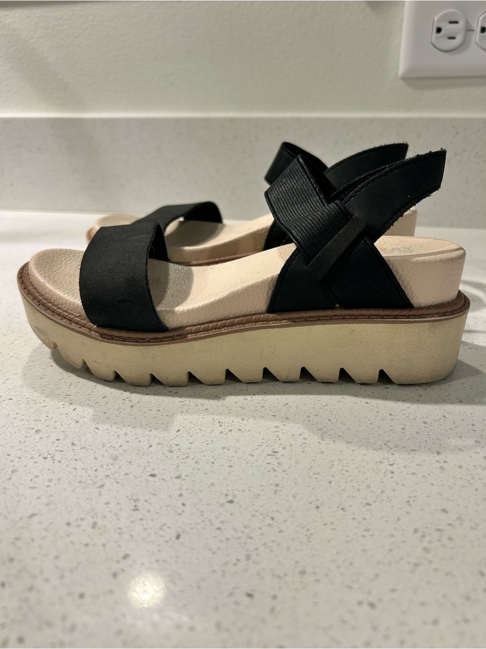 Girls Black Platform Sandals MIA brand- Comfortable Strappy Wedge